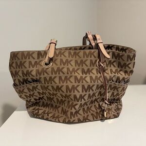 Michael Kors Brown & Light Tan MK Signature Tote
